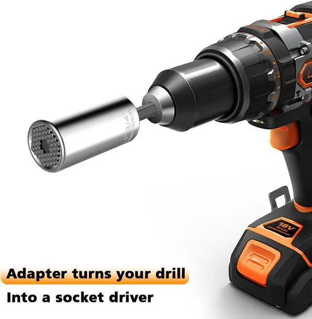Alt view image 4 of 7 - s Universal Socket, Multi-function 7-19MM Universal Socket Wrench Self-Adjusting Ratchet Wrench Bushing Set Power Drill Adapter Socket, Professional Repair Tool