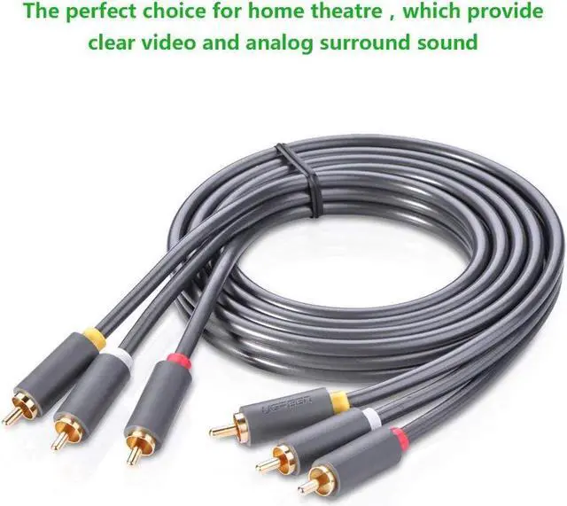 Alt view image 2 of 7 - 3 RCA Cable Male to 3RCA Male Stereo Audio Video RCA Cable RG59 Gold Plated for Connecting Your VCR, DVD, HDTV and Other Home Theater Audio Video Equipment, 4.5ft 1.5m