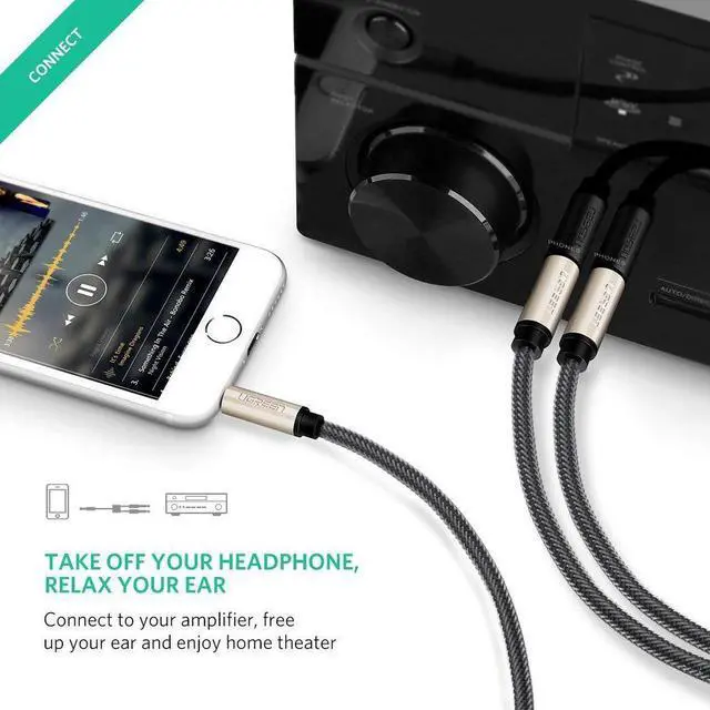 Alt view image 2 of 7 - 3.5 to 2 X 6.35, J&D Gold-Plated [Copper Shell] [Heavy Duty] 3.5mm 1/8" TRS Male to 2X 6.35mm 1/4" TS Male Mono Cable Splitter with Zinc Alloy Housing and Nylon Braid for iPhone, Amplifiers - 6FT