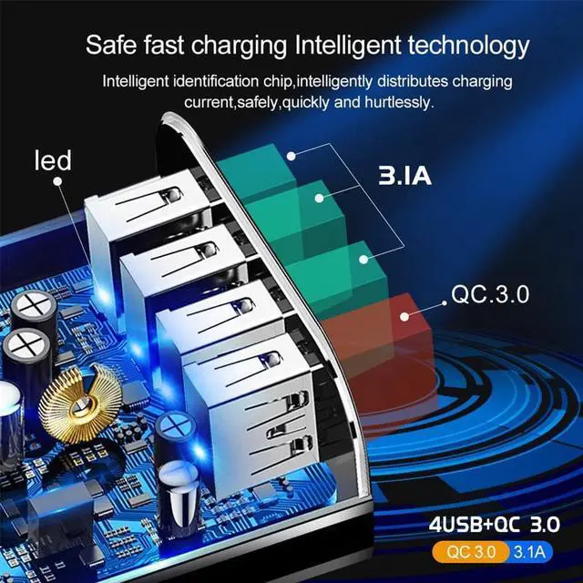 Alt view image 5 of 7 - Quick Charge 3.0 48W QC 3.0 4.0 Fast charger USB portable Charging Mobile Phone Charger For iPhone Samsung Xiaomi Huawei Adapter-White