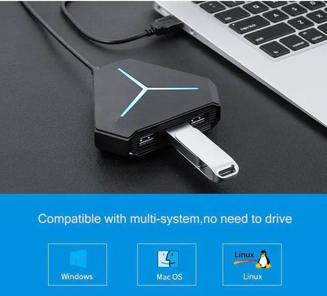 Alt view image 3 of 7 - USB Hub, 6-Port USB 2.0 Hub, with 3ft Cable for Multi-device Desktop Laptop, Notebook PC, Mobile HDD, and More, (6-port USB 2.0 Splitter)