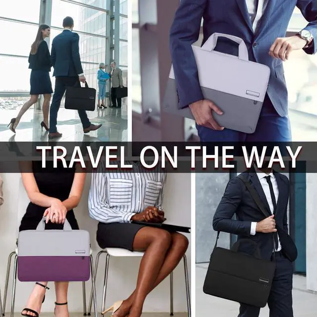 Alt view image 7 of 7 - Original  BRINCH 15.6 Inch Laptop Shoulder Bag with Accessory Pocket, 360° Protective Sleeve Compatible with 15-15.6 Dell HP Acer Lenovo Chromebook Notebook, Black