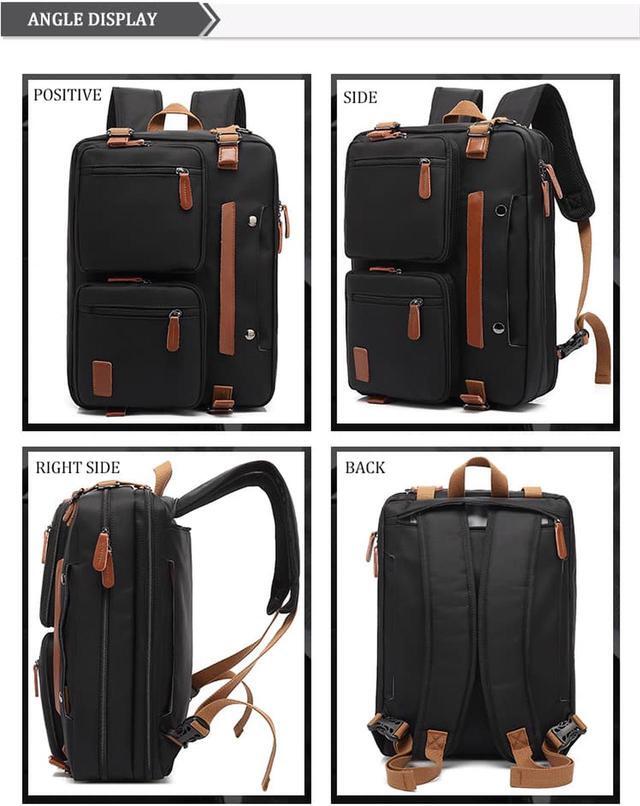 Alt view image 2 of 7 - Convertible Messenger Bag Nylon Backpack Laptop Shoulder Bag Business Briefcase Leisure Handbag Multi-Functional Travel Bag Fits 15.6 Inch Laptop for Men/Women/College (Gray)