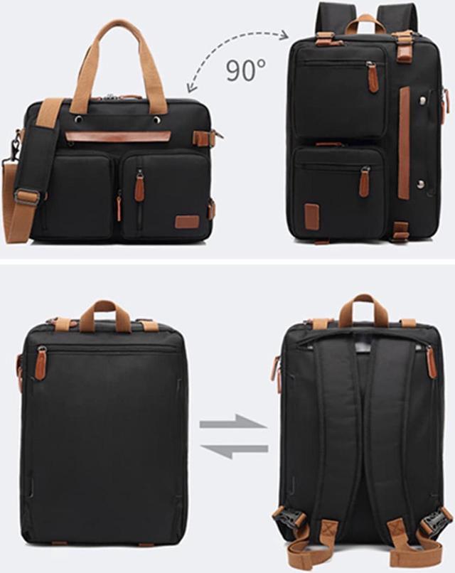 Alt view image 3 of 7 - Convertible Messenger Bag Nylon Backpack Laptop Shoulder Bag Business Briefcase Leisure Handbag Multi-Functional Travel Bag Fits 15.6 Inch Laptop for Men/Women/College (Gray)