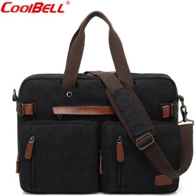 Main image of Water Resistant Multifunctional Business Professional and College School Student Backpack Daypack Fits 17.3'' Laptop. Convertible backpack to briefcase and shoulder bag (Canvas Black)