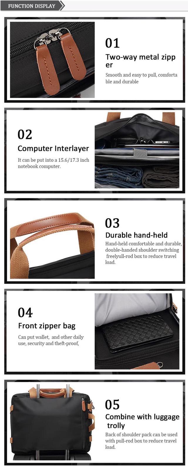 Alt view image 6 of 7 - Convertible Messenger Bag Nylon Backpack Laptop Shoulder Bag Business Briefcase Leisure Handbag Multi-Functional Travel Bag Fits 15.6 Inch Laptop for Men/Women/College (Gray)