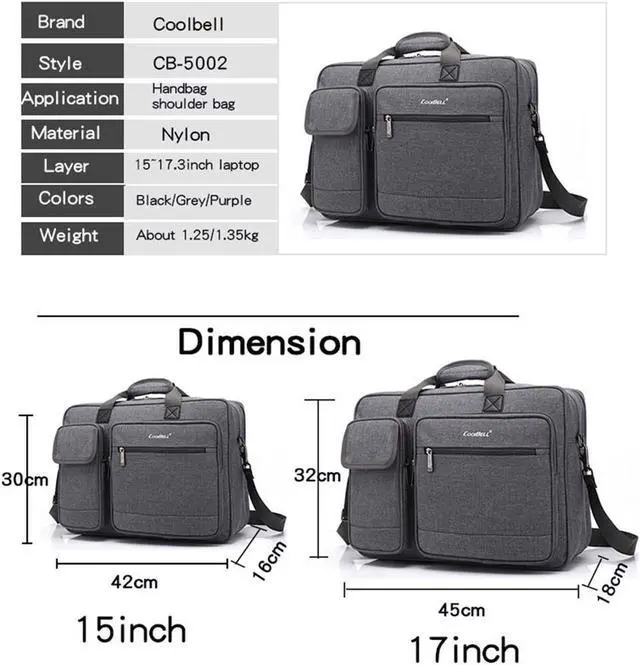 Alt view image 3 of 7 - Laptop Bag 17.3 Inch Laptop Briefcase Laptop Messenger Bag Water Repellent Computer Case Laptop Shoulder Bag Durable Tablet Sleeve for Business/College/Women/Men Fits 17.3 Inch Laptop- Black