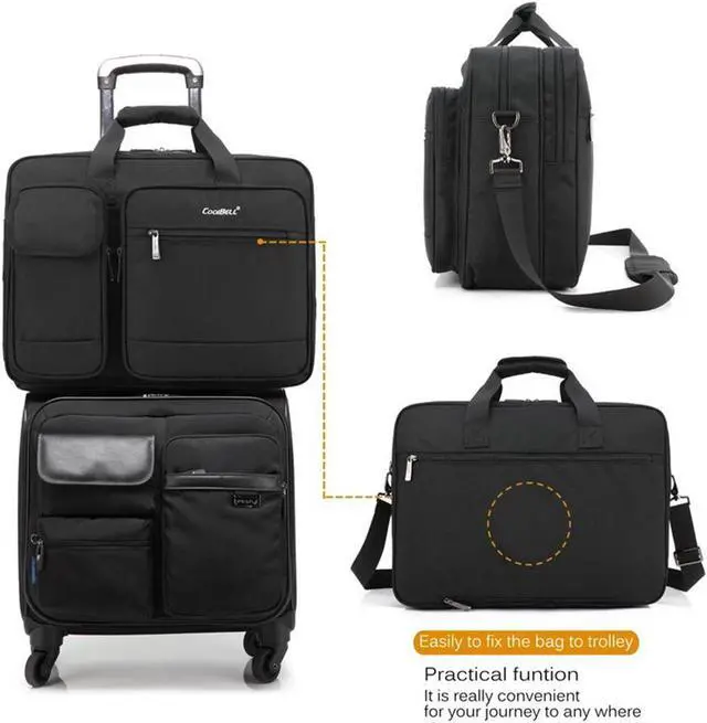 Alt view image 6 of 7 - Laptop Bag 17.3 Inch Laptop Briefcase Laptop Messenger Bag Water Repellent Computer Case Laptop Shoulder Bag Durable Tablet Sleeve for Business/College/Women/Men Fits 17.3 Inch Laptop- Black