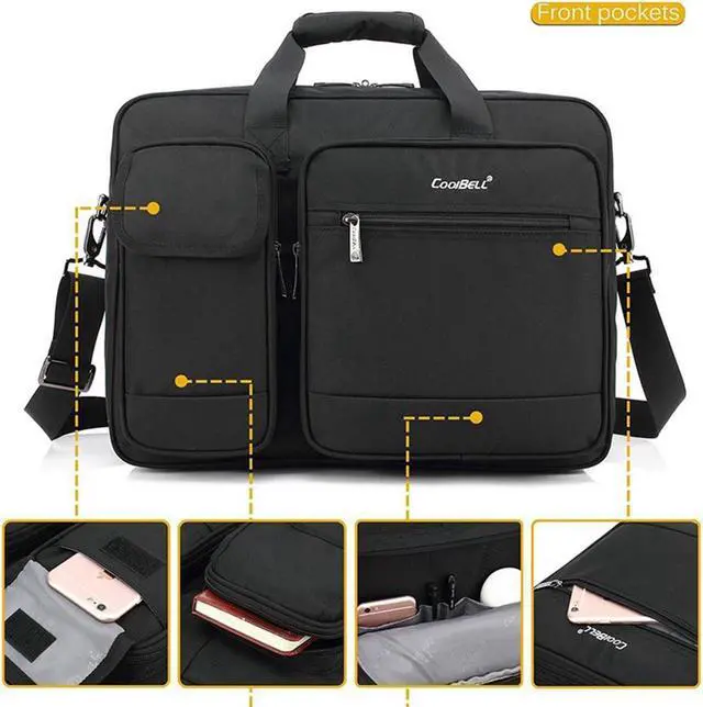 Alt view image 5 of 7 - Laptop Bag 17.3 Inch Laptop Briefcase Laptop Messenger Bag Water Repellent Computer Case Laptop Shoulder Bag Durable Tablet Sleeve for Business/College/Women/Men Fits 17.3 Inch Laptop- Black