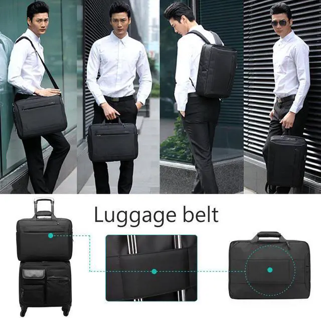 Alt view image 7 of 7 - CoolBELL 15.6 Inches Convertible Laptop Messenger Bag Oxford Cloth Shoulder Bag Backpack Multi-Functional Briefcase for Laptop/MacBook / Tablet Women (Black)