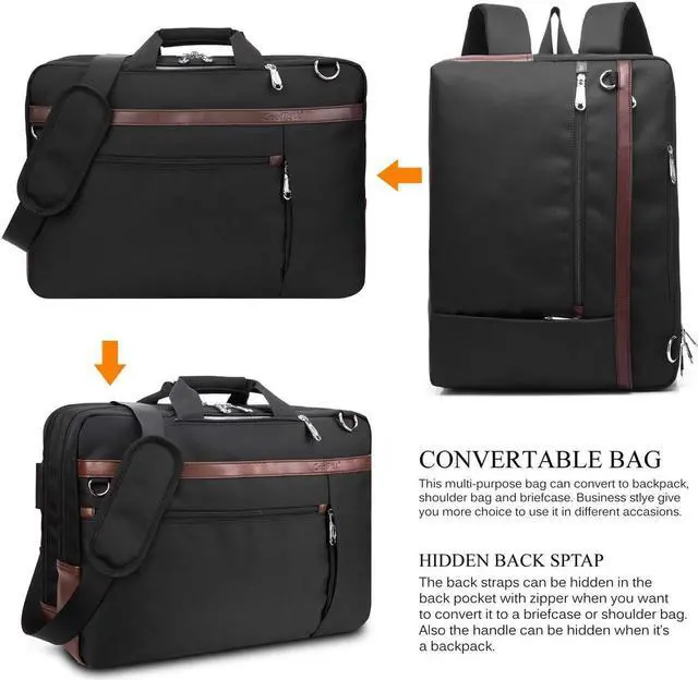 Alt view image 2 of 7 - 17.3-inch Convertible Gaming Laptop Wheeled Backpack, Travel Bag Hiking Knapsack Rucksack College Shoulder BackPack Fit 15.6-17.3 Inch Laptop,CB-5506 Black