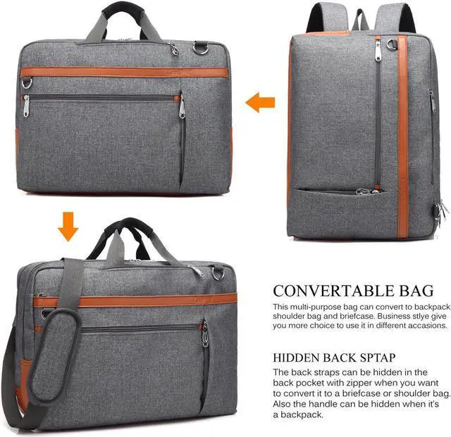 Alt view image 2 of 7 - 17.3-inch Laptop Backpack Convertible Backpack Travel Computer Bag Hiking Knapsack Rucksack College Shoulder Back Pack Fits up to 17.3 Inches Laptop Notebook for Men/Women,  (CB-5506 Gray)