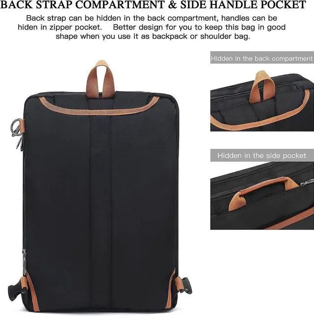 Alt view image 5 of 7 - 17.3 inch Travel Laptop Backpack 3 in 1 Convertible, 17 Inch Computer Backpack , Anti Theft Business Backpack Waterproof Carry on Daypack College Weekender bag, Black