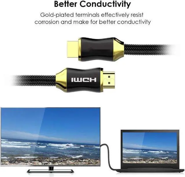 Alt view image 2 of 7 - 1M 2M 3M 5M 10M 20M HDMI Cable Braided HDMI Cord High Speed HDMI 2.0 Cable Support 3D, 1080P, Ethernet,Audio Return(ARC),Compatible UHD TV, Blu-Ray, Xbox, PS4/3, PC Monitor, TV Box-(6.5ft/2M)