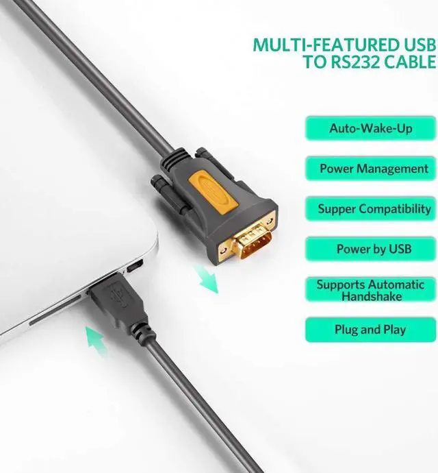 Alt view image 2 of 7 - USB to Serial Adapter, USB to RS-232 Male (9-pin) DB9 Serial Cable, Prolific Chipset, Windows 10/8.1/8/7, Mac OS X 10.6 Above, (3ft)