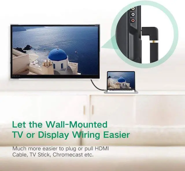 Alt view image 6 of 7 - HDMI Adapter, 2-pack 270 Degree Right Angle Gold Plated HDMI Male to Female Connector Supports 3D 4K 1080P HDMI Extender for TV Stick, Roku Stick, Chromecast, Xbox, PS4, PS3, Nintendo Switch