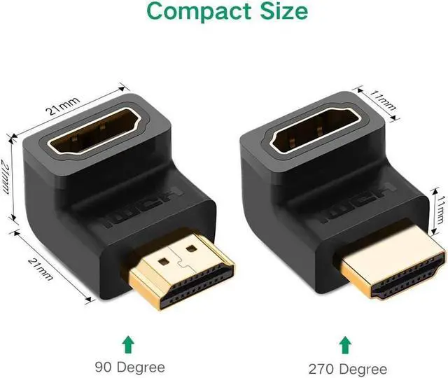 Alt view image 7 of 7 - HDMI Connector 90 And 270 Degree Right Angle Male to Female 4K Converter Extender for 1080P HDTV PC HDMI Adapter