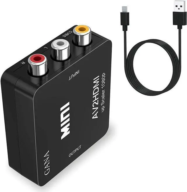 Alt view image 3 of 7 - RCA to HDMI,AV to HDMI, 1080P Mini RCA Composite Cvbs AV to HDMI Video Audio Converter Adapter Supporting PAL/Ntsc with USB Power Cable for PC Laptop Xbox PS4 PS3 TV Stb VHS VCR Camera DVD-Black