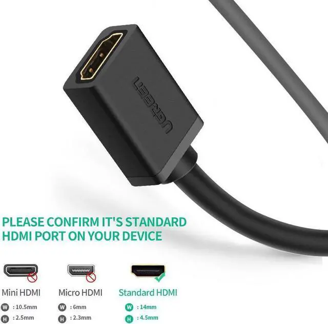Alt view image 2 of 7 - HDMI Cable HDMI Male to Female Extension Cable Support 3D 4K 1080P HDMI Extender for TV Stick, Roku stick, Chromecast, Xbox 360, PS4, PS3, Blu Ray Player, HDTV, Laptop, PC(3.3 Feet,1 Msters)
