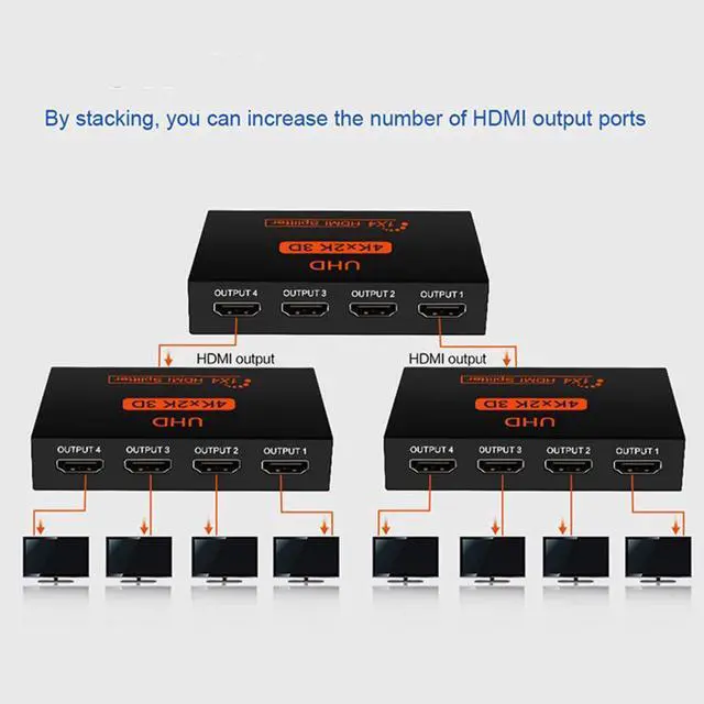 Alt view image 6 of 7 - 4K HDMI Splitter 1 in 4 out 4K 1080P HDMI 1X4 Splitter for PC laptop STB DVD UHD TV