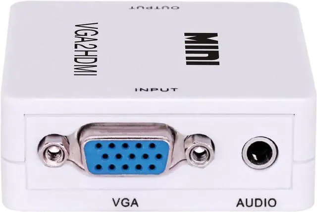 Alt view image 3 of 7 - VGA to HDMI Converter Gold-Plated Active Full HD 1080P Female to Female Adapte with USB Cable and 3.5mm Audio Port Cable for PC Laptop Display Computer Mac Projector (White)