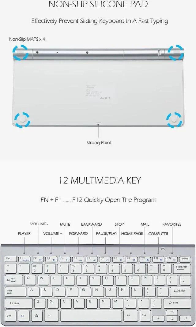 Alt view image 4 of 7 - K1088 Wireless Keyboard and Mouse, 2.4GHz Ultra Thin Wireless Keyboard Mouse Combo Set for Computer, Laptop, PC, Desktop, Notebook, Windows 7, 8, 10-(White)