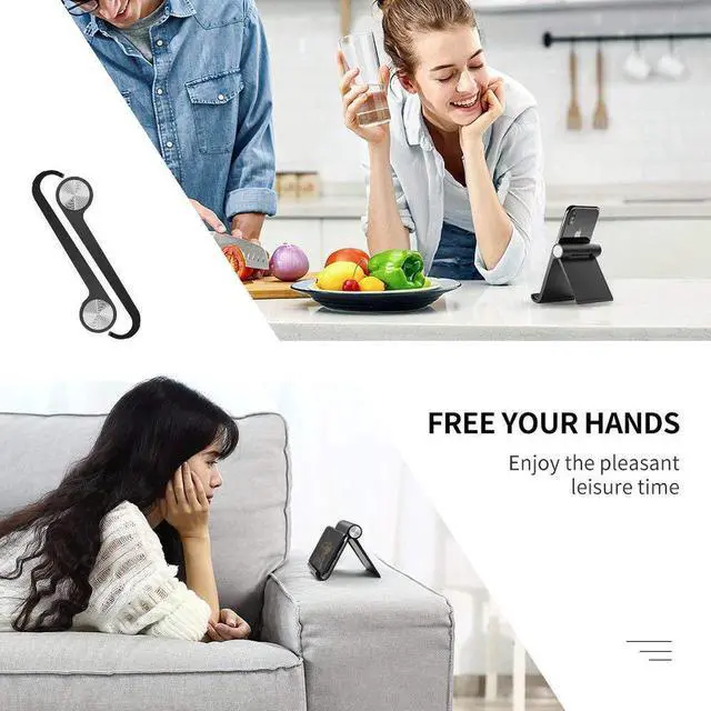 Alt view image 6 of 7 - Phone Stand Cell Phone Holder for iPhone X, iPhone 8 6S, Samsung Mobile Phone, Apple iPhone 7 Plus 5S 6 SE 5C, Galaxy S9 S7 Edge S8 S5 S6, LG G6 V20 K10, Google Pixel, HTC Smartphone (Black)