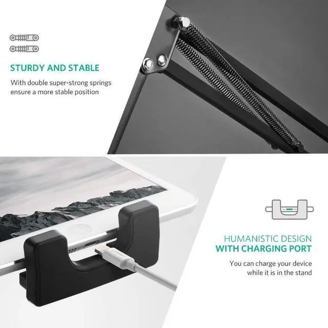 Alt view image 3 of 7 - Tablet Mount Lazy Holder Adjustable Long Arm Clamp Compatible for iPad Air Pro Mini, iPhone X 8 7 6 6S, Samsung Galaxy S9 Plus S8, Nintendo Switch, All 4"-12.9" Cell Phone and Tablet