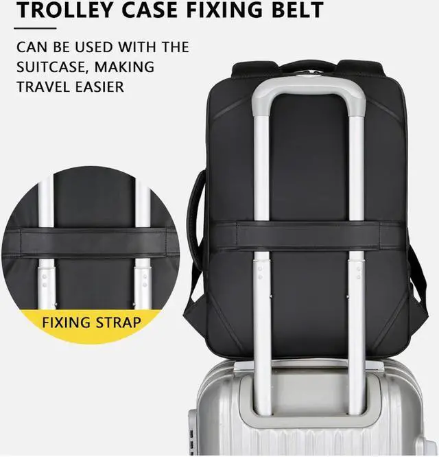 Alt view image 3 of 7 - Travel Business Laptop Backpack up to 15.6 inch, Water Resistant College School Computer Bag for Women & Men and Students, Slim Work Backpack for Laptops & Notebook with USB Charging Port (Black)