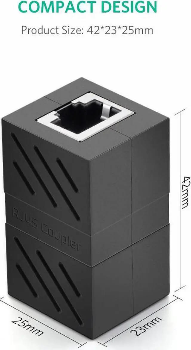Alt view image 6 of 7 - RJ45 Coupler In Line Coupler Cat7 Cat6 Cat5e Ethernet Cable Extender Adapter Female to Female (Black)