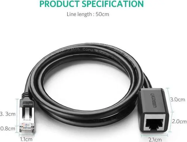 Alt view image 5 of 7 - Ethernet Extension Cable, Cat 6 Ethernet Extender Cable Adapter - Support Cat6 / Cat5e / Cat5 Standards, RJ45 Cords Shielded Male to Female, 3ft/1m