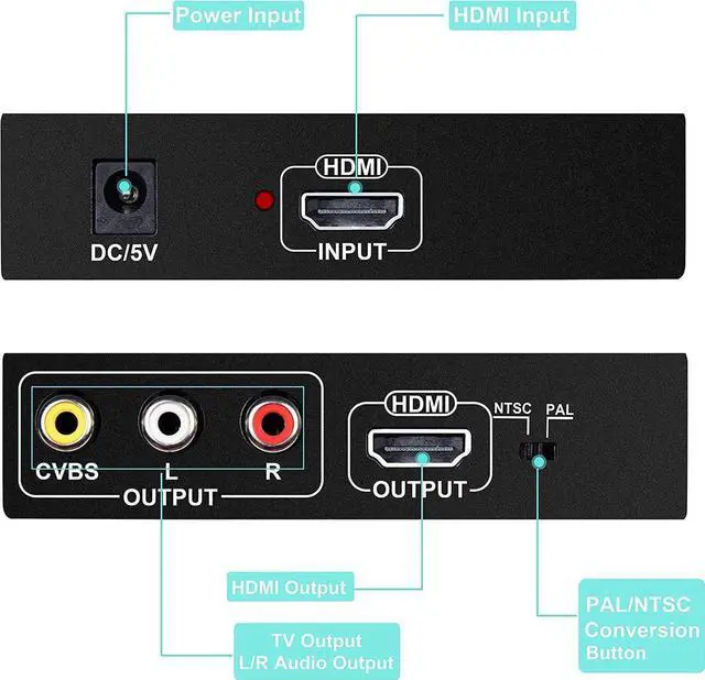 Alt view image 2 of 7 - HDMI to HDMI with 3RCA Converter HDMI to AV Adapter HDMI to Older TV Adapter Compatible for Apple TV, Xiaomi Mi Box, Android TV Box, Roku, Fire Stick, DVD, Blu-ray Player ect. Supports PAL/NTSC