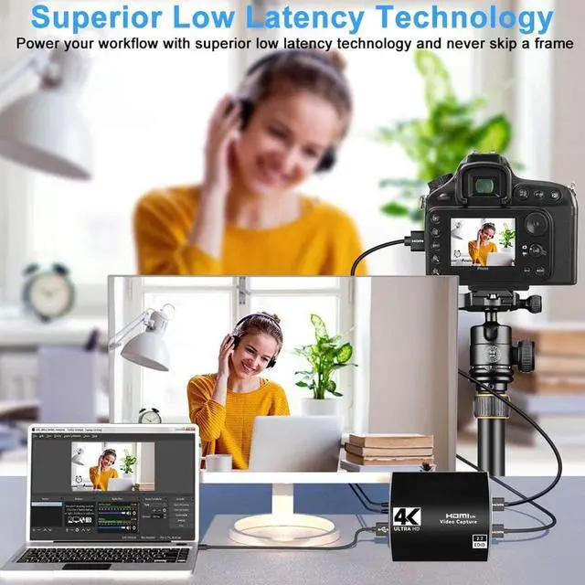 Alt view image 6 of 7 - 4K@60Hz HDMI Video Capture Card with Mic & 3.5mm Audio 1080p 60fps Board Game Capture Card USB3.0/Type-C Recorder Box Device for Live Streaming Video Recording Loop Out