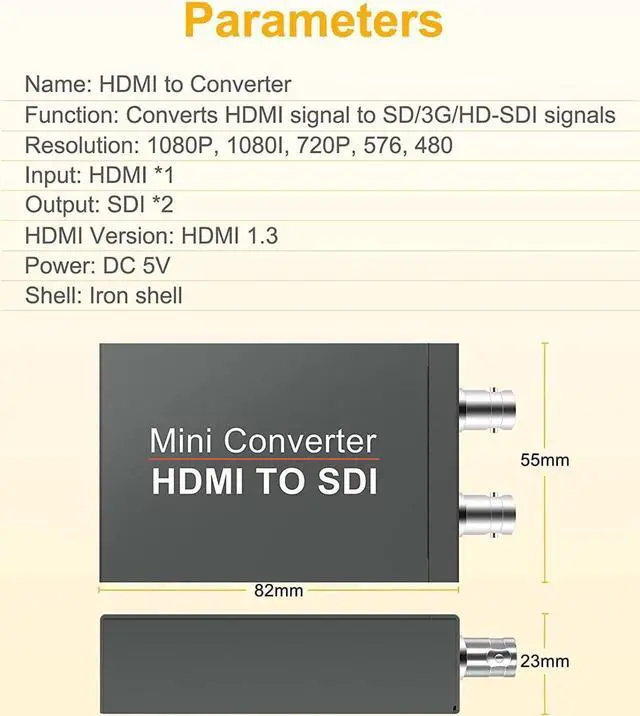 Alt view image 2 of 7 - 1080P HDMI to SDI Converter Adapter, With Power Supply