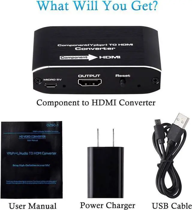 Alt view image 7 of 7 - Component to HDMI Converter  for PS2/ NGC/ Wii/ Xbox with Male Component, 1080P RGB YPbPr to HDMI Converter, Component in HDMI Out Adapter