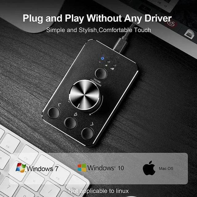Alt view image 3 of 7 - USB Computer Volume Controller Bluetooth-compatible Multimedia PC Speaker External Audio Volume Control Adjust Knob with Cable