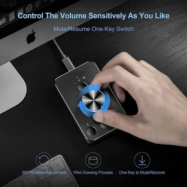 Alt view image 2 of 7 - USB Computer Volume Controller Bluetooth-compatible Multimedia PC Speaker External Audio Volume Control Adjust Knob with Cable