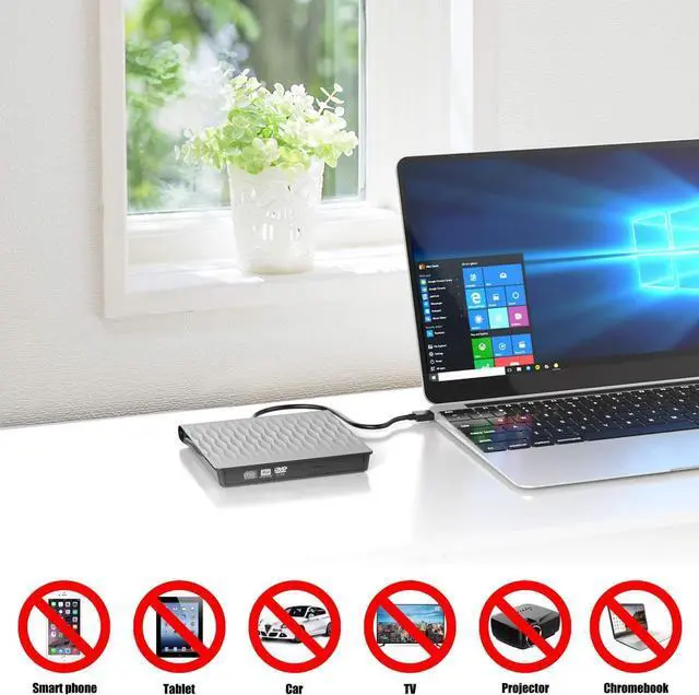 Alt view image 7 of 7 - External DVD Drive, USB 3.0 Type-C DVD±RW/CD±RW  Reader Writer Player Reader for PC Netbook Laptop Desktop with Mac OS Windows XP/7/8/10/Vista-Black