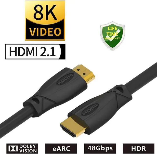 Main image of 8K HDMI Cable HDMI 2.1 Cable Real 8K, High Speed 48Gbps 8K(7680x4320)@60Hz, 4K@120Hz Dolby Vision, HDCP 2.2 & 2.3, 4:4:4 HDR, eARC Compatible with Apple TV, Samsung QLED, 3.3Feet/1Meter