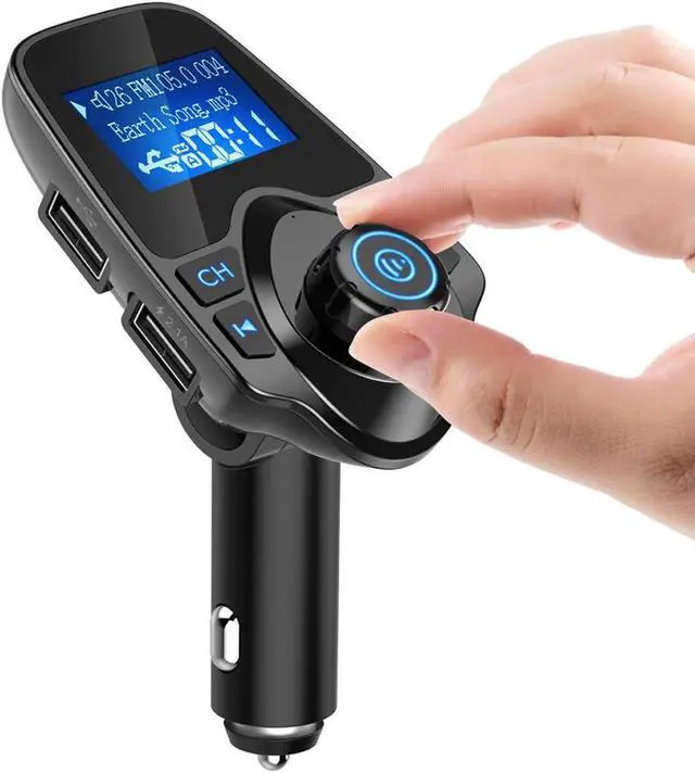 Alt view image 2 of 7 - Bluetooth Wireless Car Mp3 Player Handsfree Car Kit FM Transmitter A2DP 5V 2.1A USB Charger 1.44 LCD Display Car FM Modulator