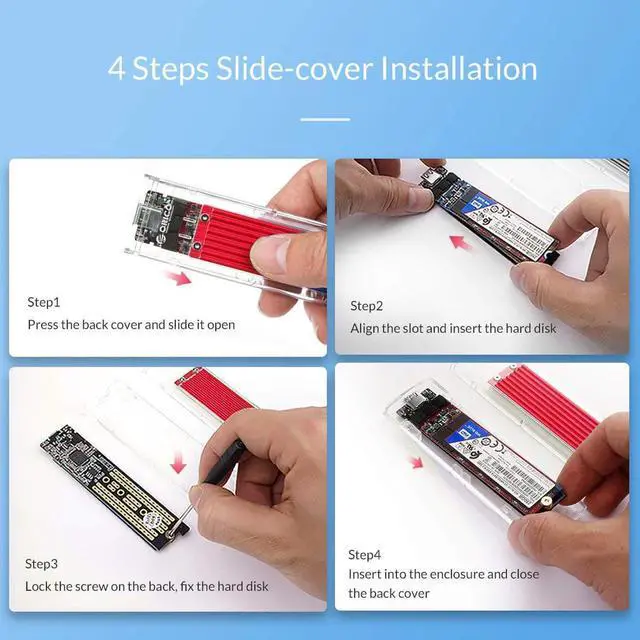 Alt view image 6 of 7 - USB 3.1 Gen 2 Type C Tool-Free M.2 SSD Enclosure 2280 2260 2242 2230 SSD Housing NGFF Case to USB3.1 gen 2 Type C Cable for Intel 660p/Samsung 970 EVO/Samsung970 Pro NVME SSD (Red)
