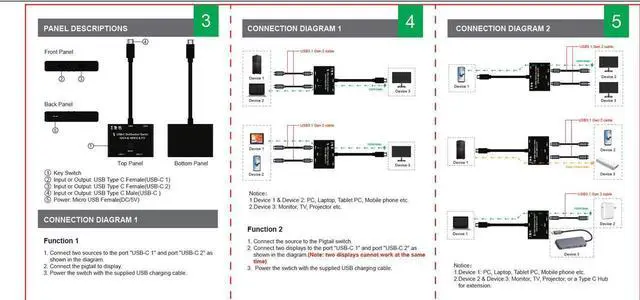 Alt view image 7 of 7 - USB C Switch,Bi-Directional USB C Switcher 2 Computers, USB Type C KVM Switch 8K@30Hz 4K@120Hz Video/10Gbps Data Transfer/100W Charging,Compatible with Thunderbolt Device