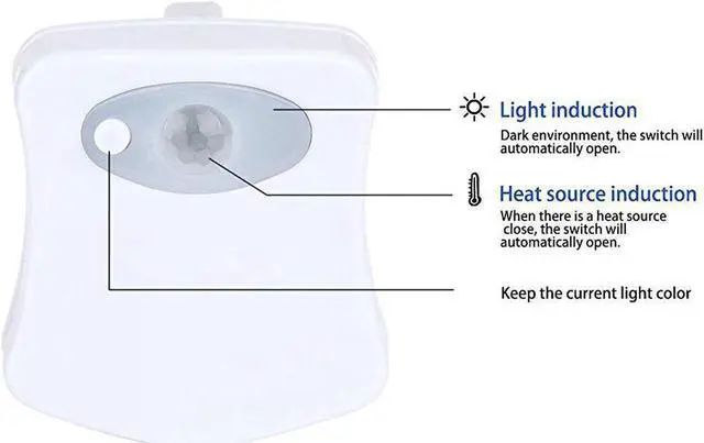 Alt view image 4 of 7 - Colorful Motion Sensor Toilet Nightlight ,Home Toilet Bathroom Human Body Auto Motion Activated Sensor Seat Light Night Lamp 8-Color Changes(Only Activates in Darkness) -2 PCS