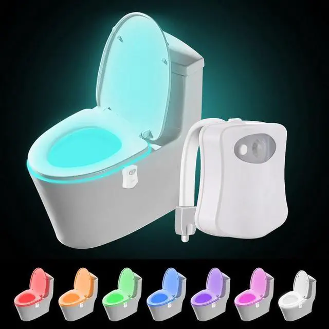 Alt view image 7 of 7 - Colorful Motion Sensor Toilet Nightlight ,Home Toilet Bathroom Human Body Auto Motion Activated Sensor Seat Light Night Lamp 8-Color Changes(Only Activates in Darkness) -2 PCS