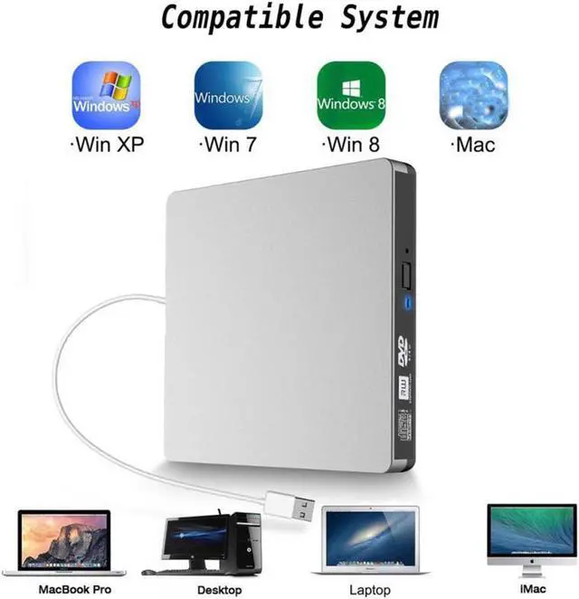 Alt view image 2 of 7 - USB3.0/USB-C Ultra Slim External DVD Drive/Burner/Optical Drive CD RW DVD RW Superdrive Disc Duplicator Compatible with Mac MacBook Pro Air iMac and Laptop