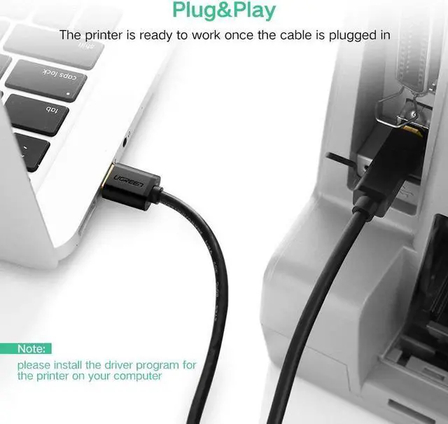 Alt view image 4 of 7 - USB Printer Cable USB Type B Male to A Male USB 3.0 2.0 Cable for Canon Epson HP ZJiang Label Printer DAC USB Printer-6.6 FT