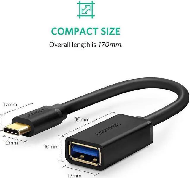 Alt view image 7 of 7 - USB C to USB Adapter OTG Cable Type C to USB-A 3.0 Female Connector for Samsung Galaxy Note9 S9 Plus S8 Note 8, New MacBook Pro 2017,Google Pixel 2 XL, Nexus 6P 5X, LG V30, OnePlus 6 5T