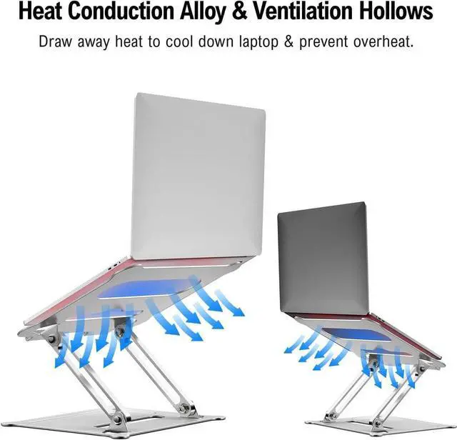 Alt view image 5 of 7 - Laptop Stand, Ergonomic Aluminum Laptop Mount Computer Stand, Foldable Laptop Riser,Notebook Holder Stand Compatible with MacBook Pro/Air HP Lenovo Samsung Huawei ,All 10-17" Laptops(Z19-Silver)