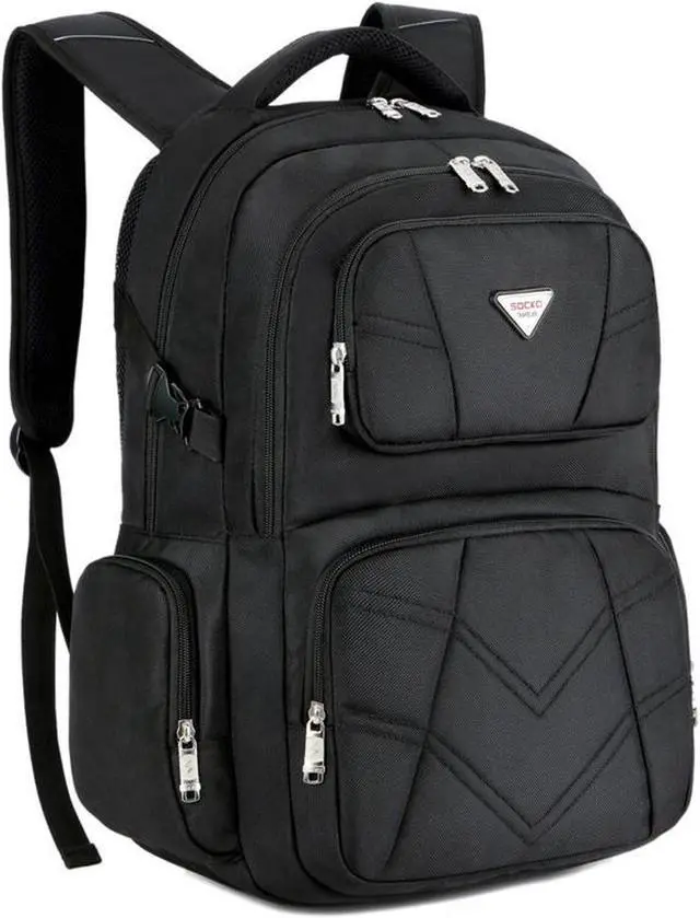 Main image of SOCKO 17.3 Inch Shockproof Laptop Backpack with USB Port / Roomy Lightweight Water Resistant Business Travel Bag / Multi-functional Casual Daypack Bookbag School Bag College Back Pack,Black