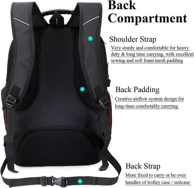 Alt view image 4 of 7 - SOCKO 17.3 Inch Shockproof Laptop Backpack with USB Port / Roomy Lightweight Water Resistant Business Travel Bag / Multi-functional Casual Daypack Bookbag School Bag College Back Pack,Black